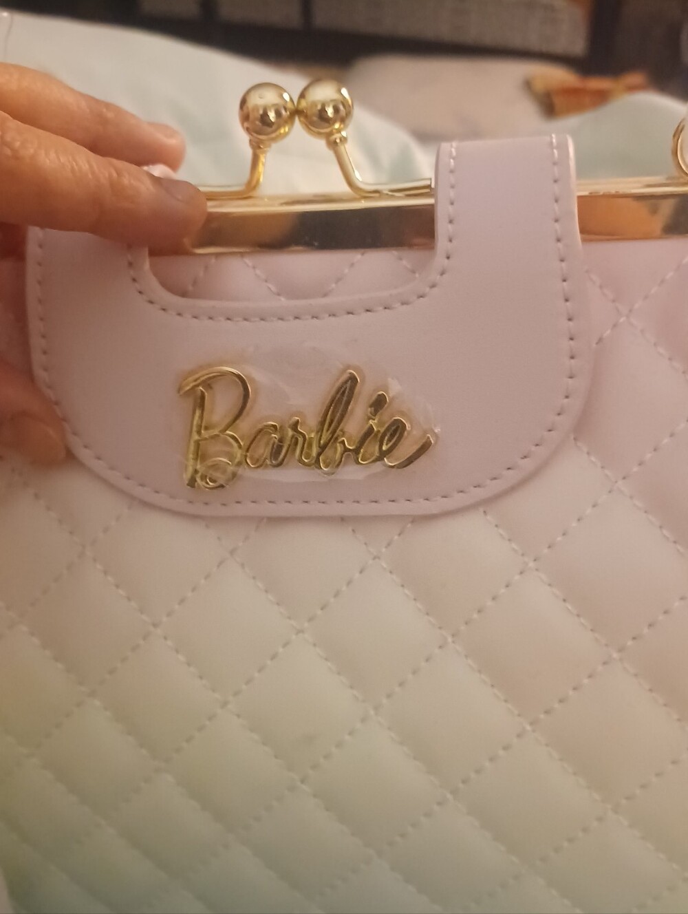 RARE Barbie Quilted Ombre Crossbody in Pastel Pink and Mint - Picture 3 of 6